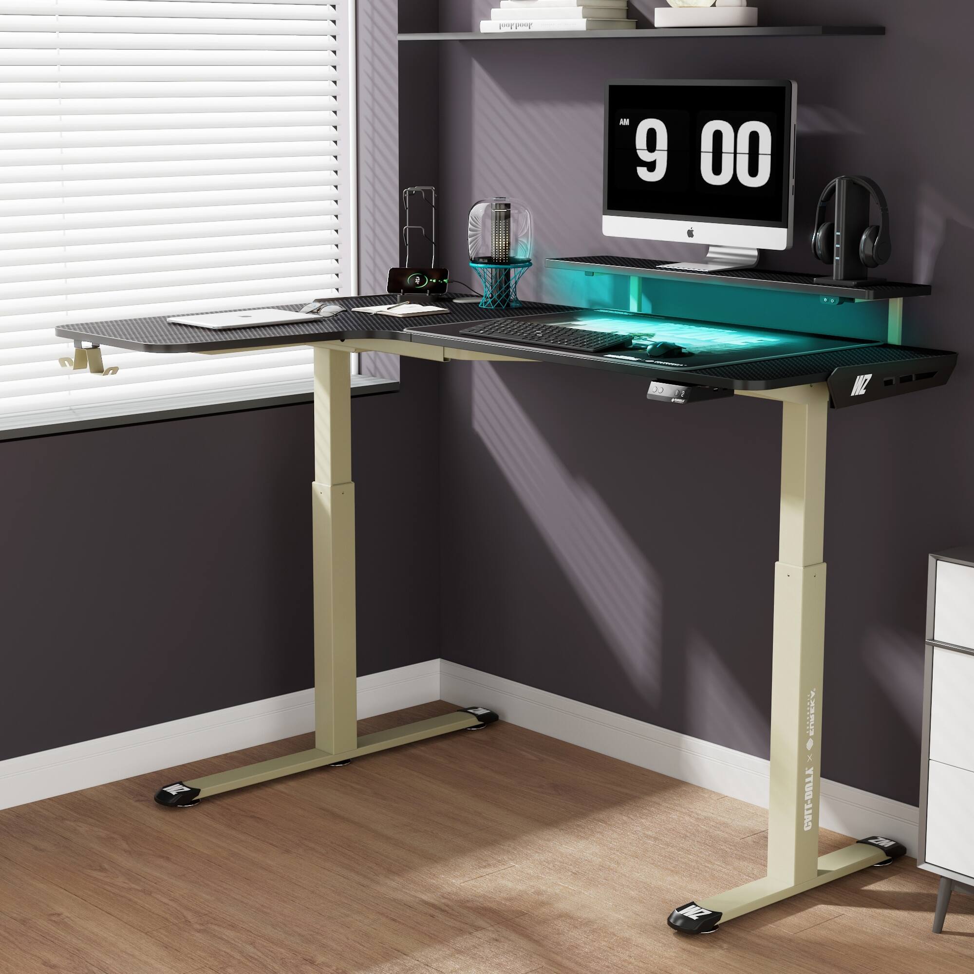 EUREKA ERGONOMIC & Call of Duty 61" Large LShaped Height Adjustable Standing Game Desk On